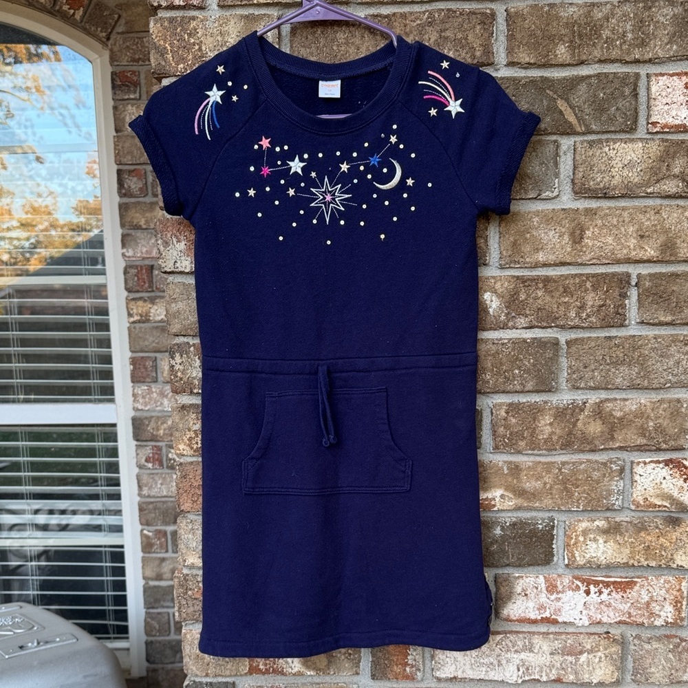 Gymboree Sweatshirt Blue Moon and Stars Knit Dress size 12